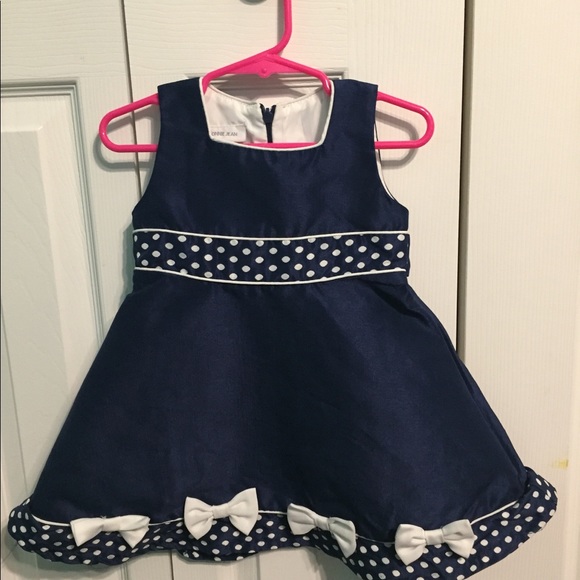 Bonnie Jean Other - 🔴 Navy and white dress with polka dots and bows